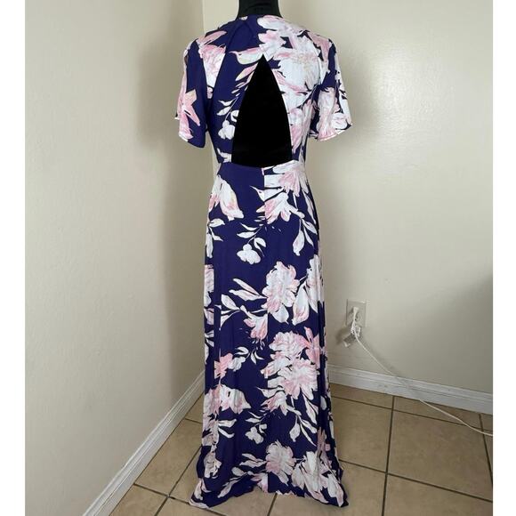 Lulus Azalea Regalia Navy Blue Floral Maxi Dress - Size S - Picture 5 of 12